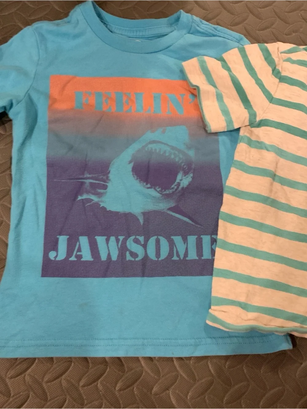 Short Sleeve Shirts Boys Blue Shark Graphic Tee Striped Boys Size 4T